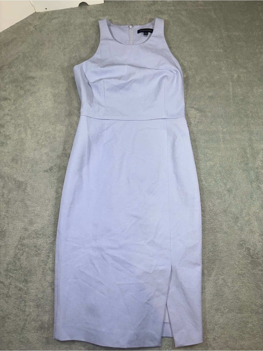 Banana Republic Bi-Stretch Racer-Neck Sheath Dress Lavender Purple Slit Size 2